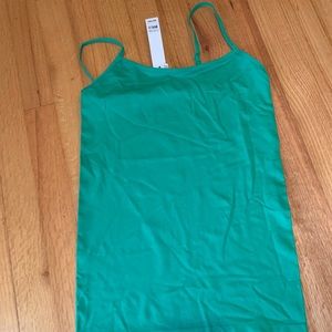 Green spaghetti strap tank.